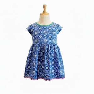 Matilda Jane Simply Symmetry Tunic Girls Sz 8 Blue Floral Pink Pom Pom Top READ
